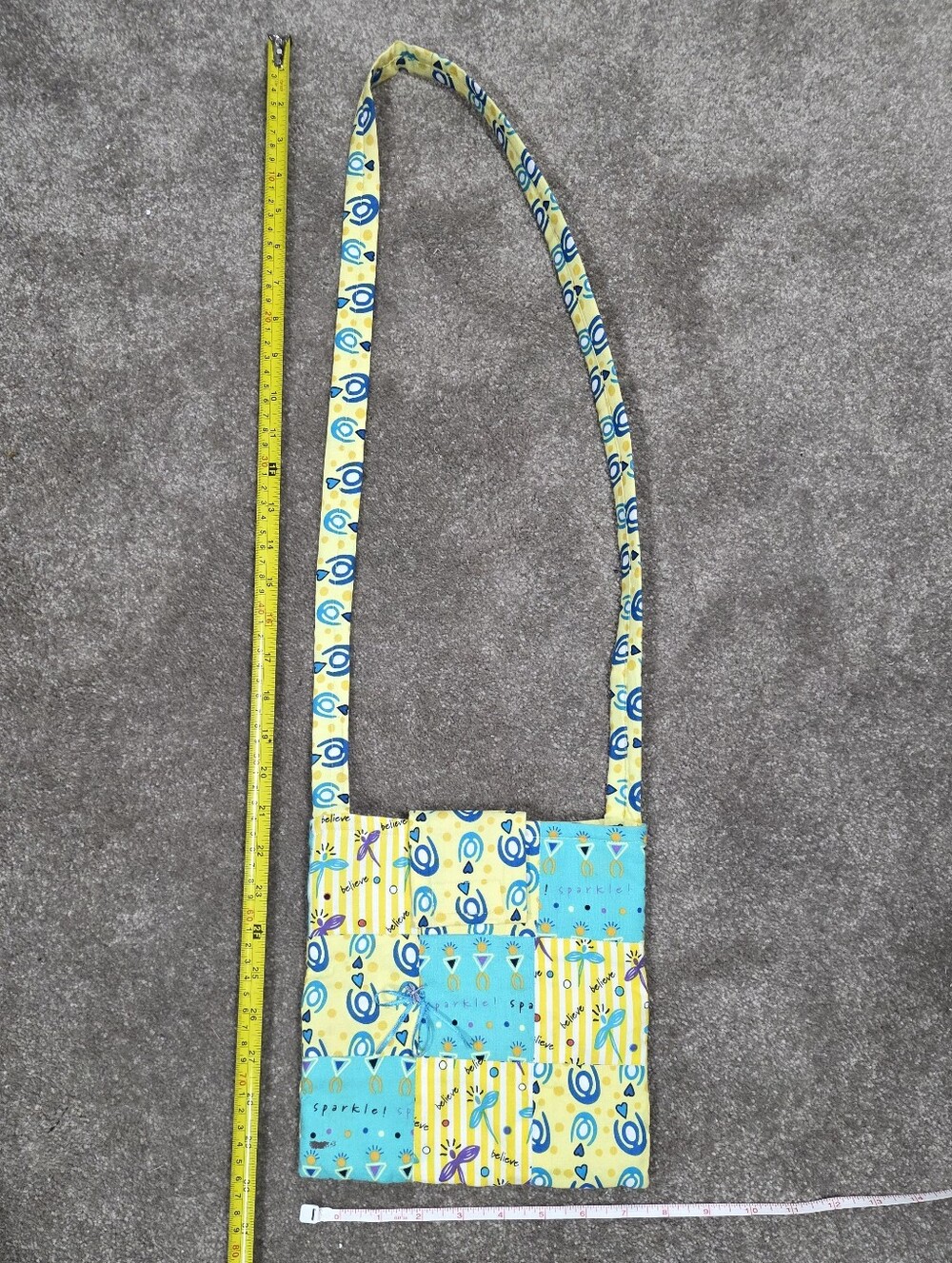 Handmade Yellow and Turquoise Patchwork Crossbody Bag